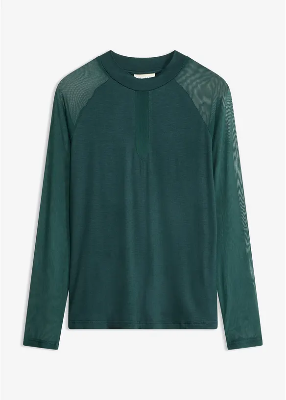 T-shirt manches longues en viscose et mesh, bonprix