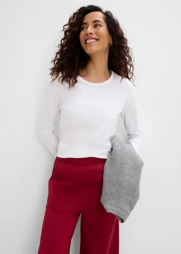 Pantalon sweat en coton m&eacute;lang&eacute;, bonprix