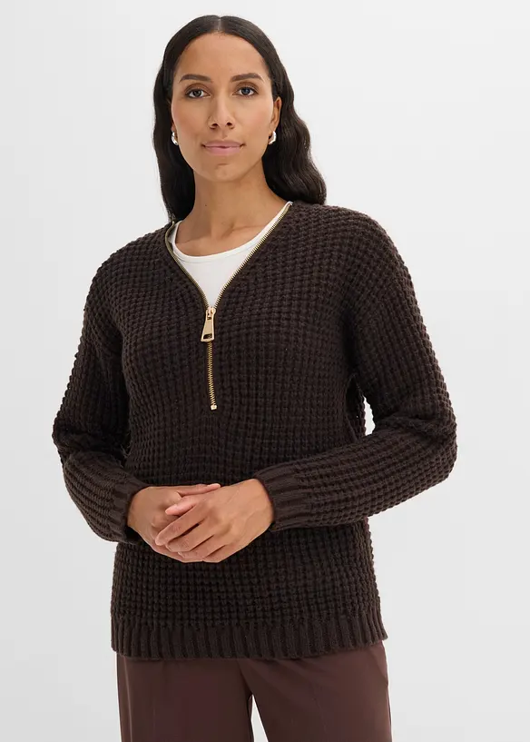 Pull en grosse maille avec zip, bonprix