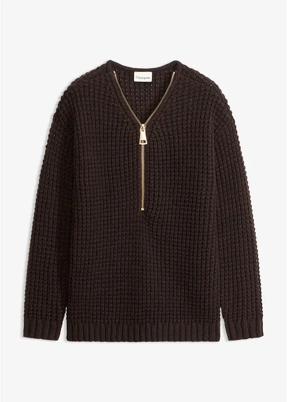 Pull en grosse maille avec zip, bonprix
