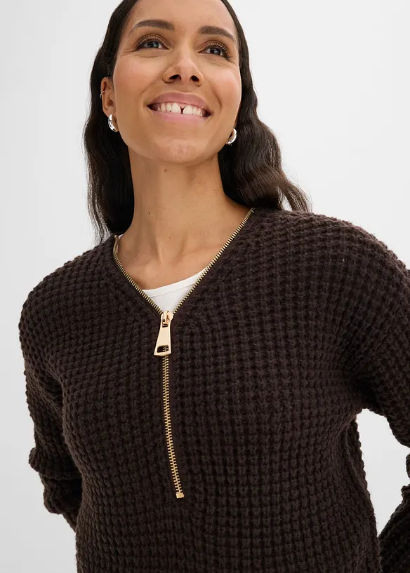 Pull en grosse maille avec zip, bonprix
