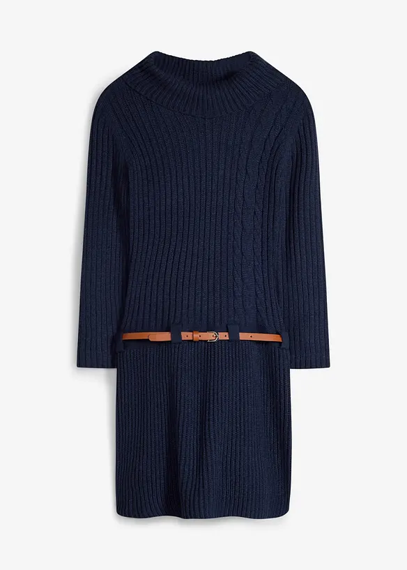 Robe en maille avec ceinture (ens. 2 pces), bonprix