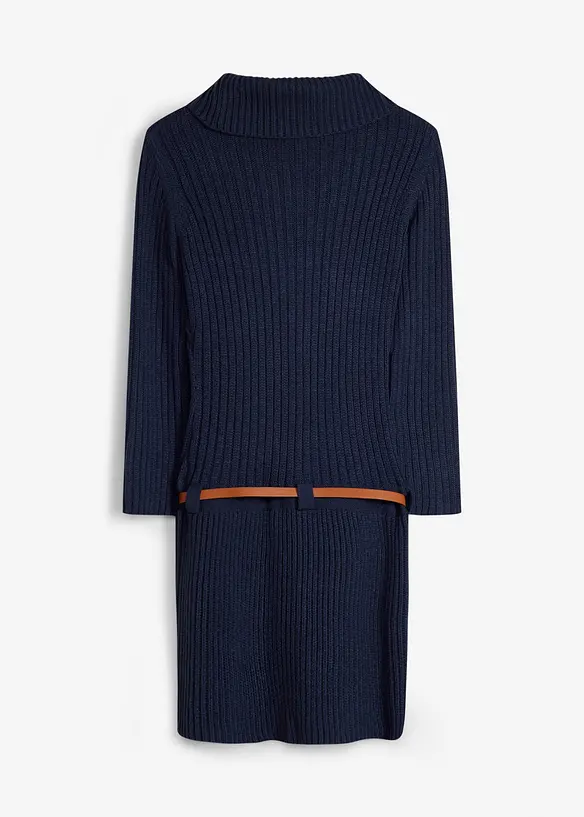 Robe en maille avec ceinture (ens. 2 pces), bonprix