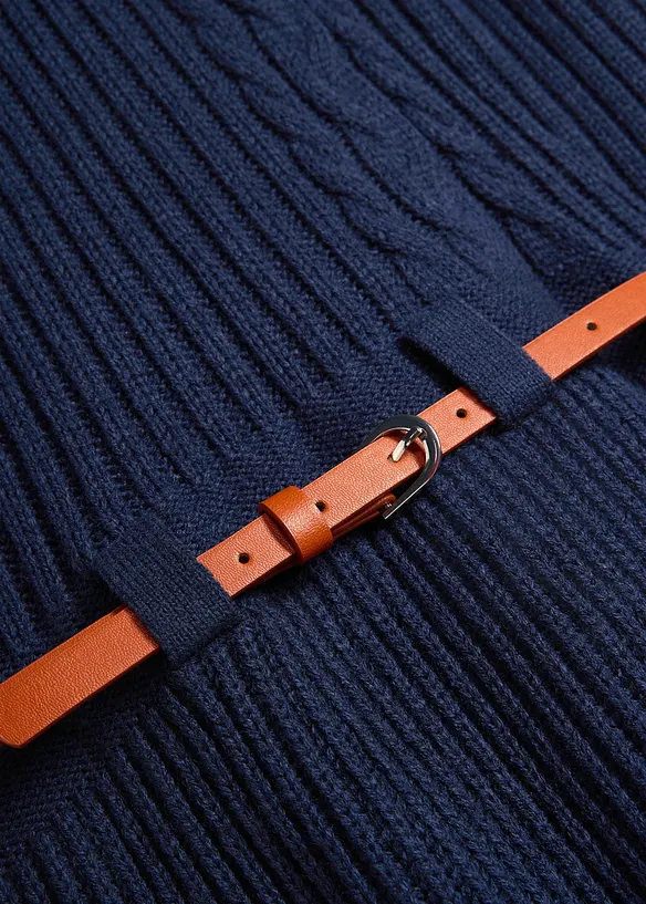 Robe en maille avec ceinture (ens. 2 pces), bonprix