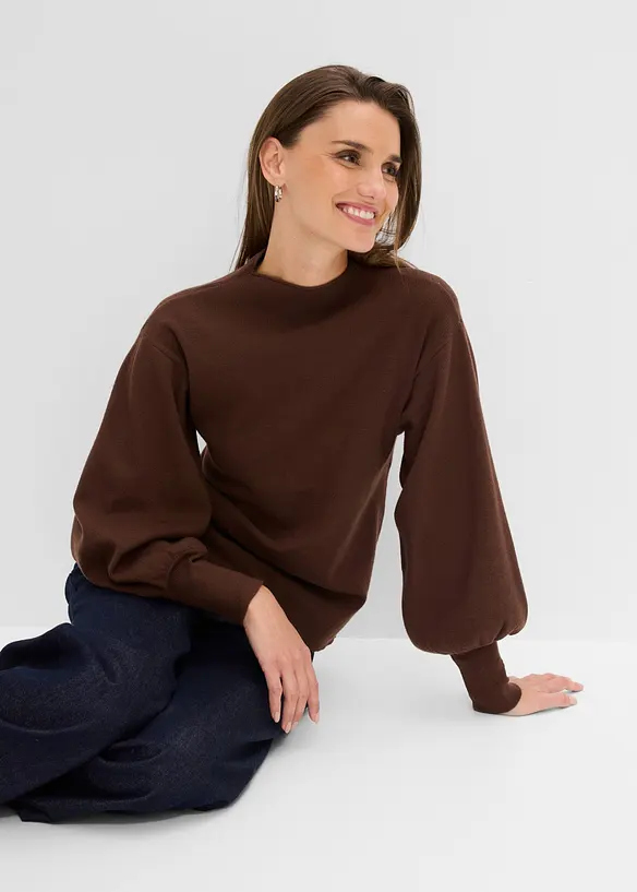 Pull en maille &agrave; manches ballon, bonprix