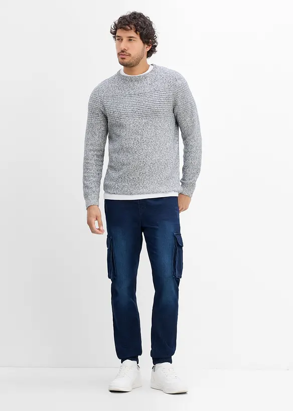 Jean jogger Slim Fit &agrave; taille &eacute;lastiqu&eacute;e et poches cargo, droit, bonprix
