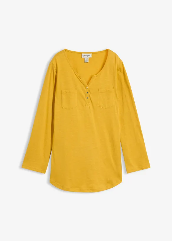 T-shirt col tunisien boutonn&eacute; &agrave; manches longues, bonprix