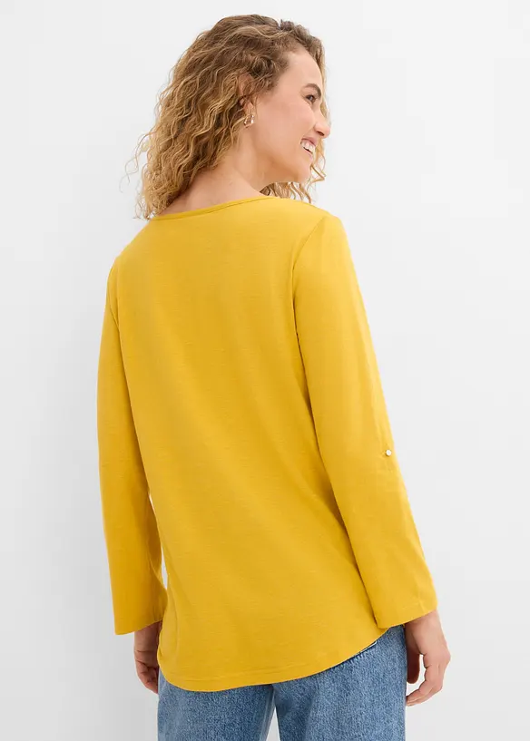 T-shirt col tunisien boutonn&eacute; &agrave; manches longues, bonprix