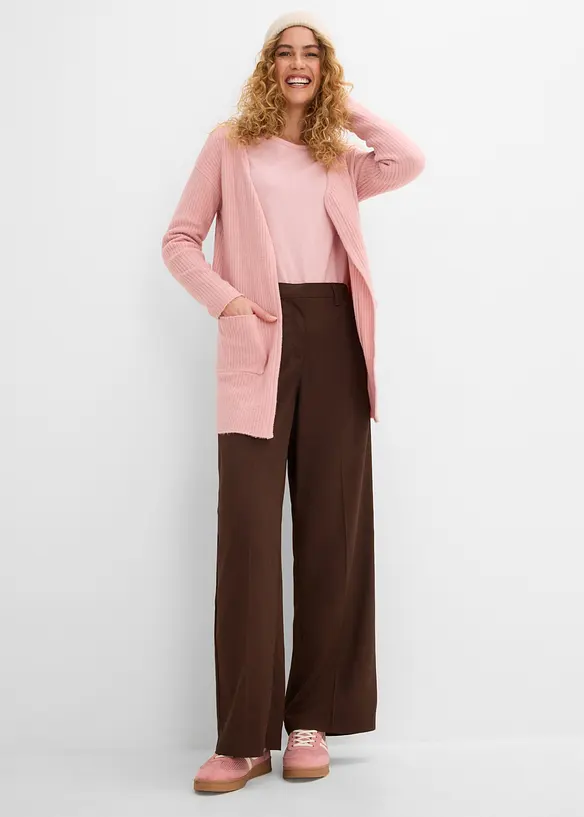Longstrickjacke in breiter Rippenstruktur, bonprix