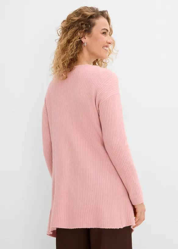 Longstrickjacke in breiter Rippenstruktur, bonprix