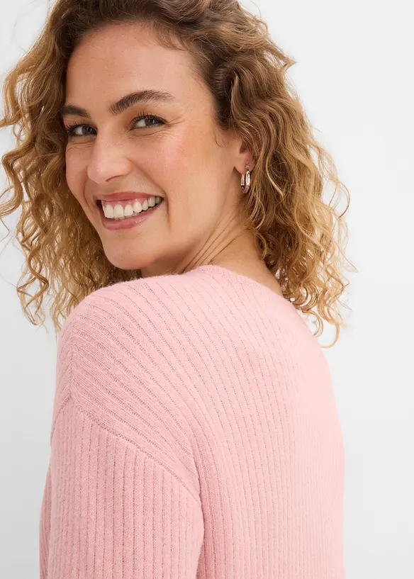 Longstrickjacke in breiter Rippenstruktur, bonprix