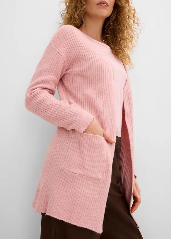 Longstrickjacke in breiter Rippenstruktur, bonprix