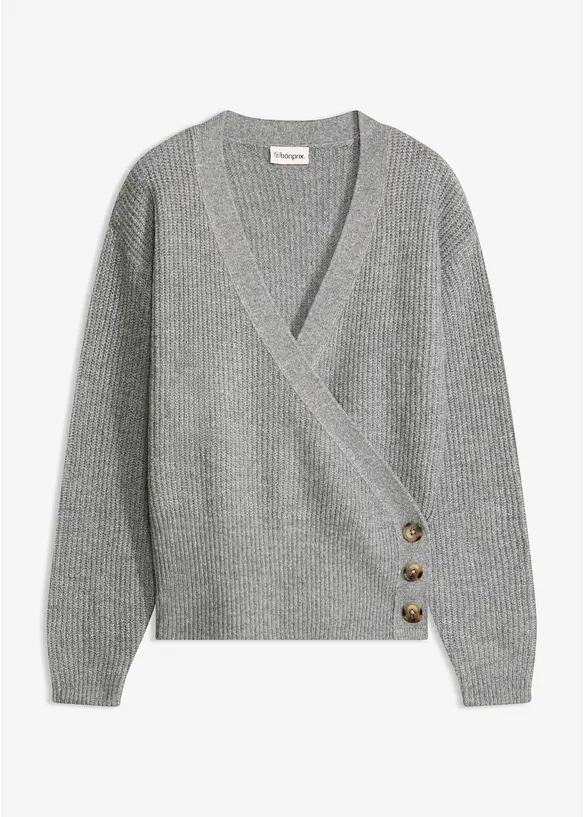 Oversize-Pullover in Wickeloptik, bonprix