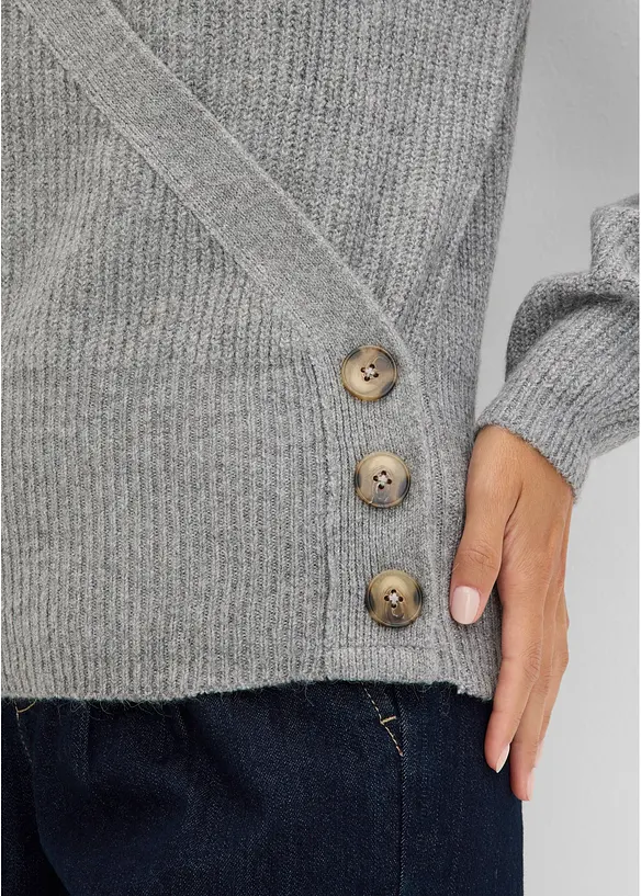 Oversize-Pullover in Wickeloptik, bonprix