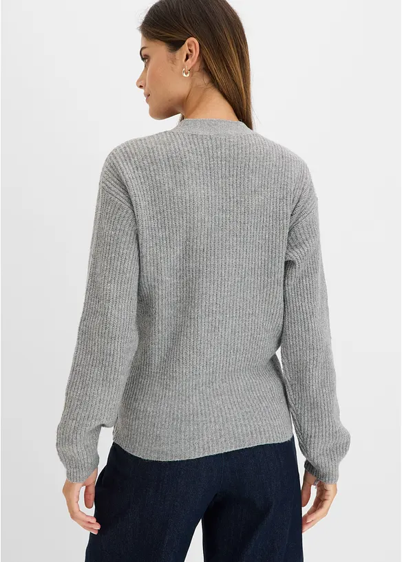 Oversize-Pullover in Wickeloptik, bonprix