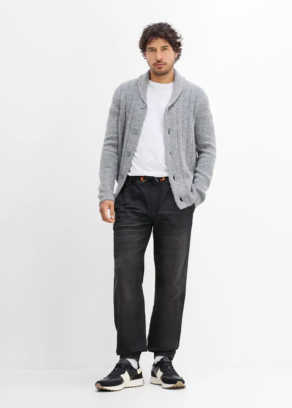 Jean jogger regular &agrave; taille extensible, droit, bonprix