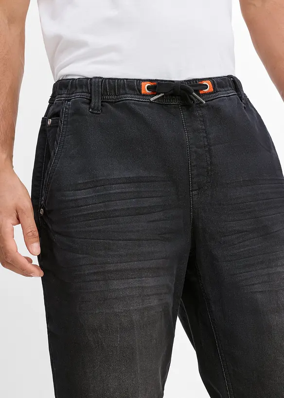 Jean jogger regular &agrave; taille extensible, droit, bonprix