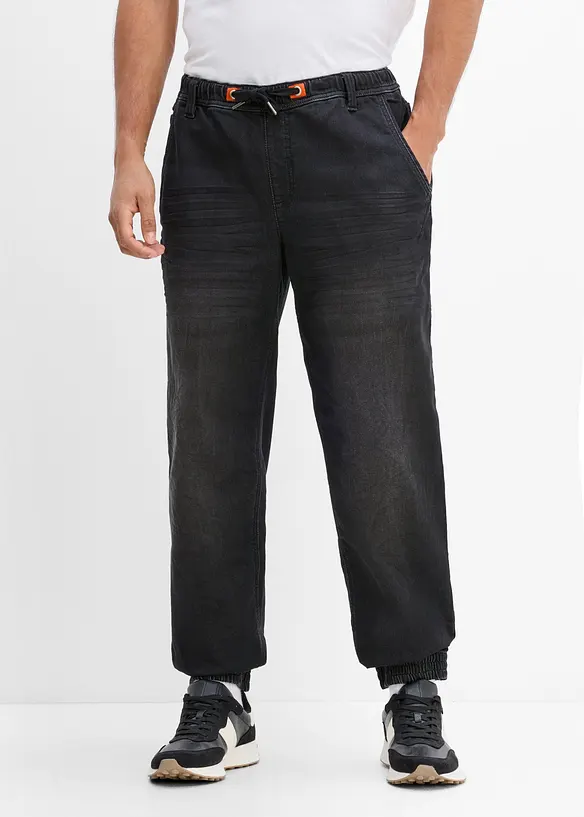 Jean jogger regular &agrave; taille extensible, droit, bonprix