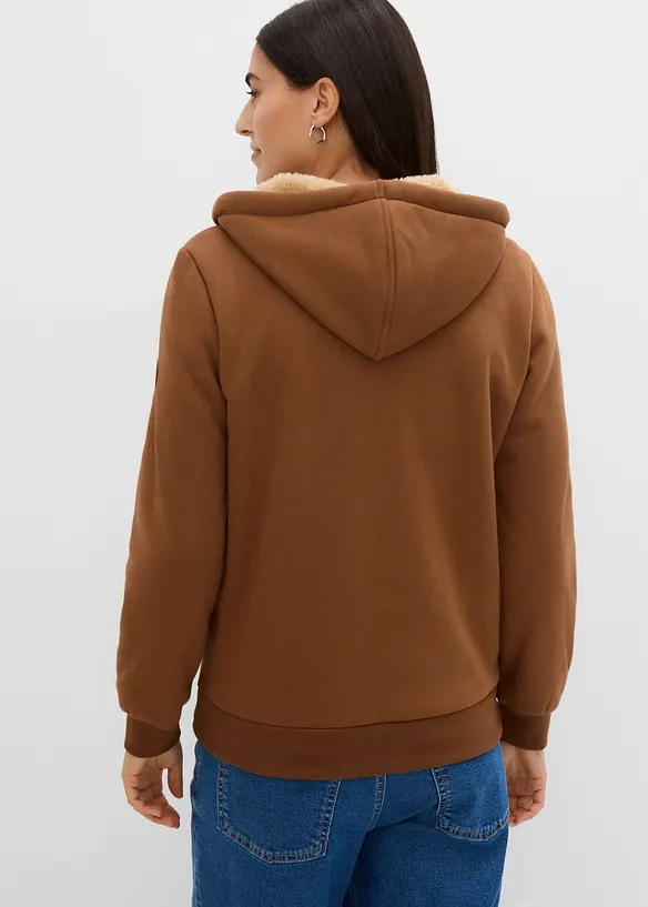 Sweat zipp&eacute; &agrave; capuche avec doublure peluche, bonprix