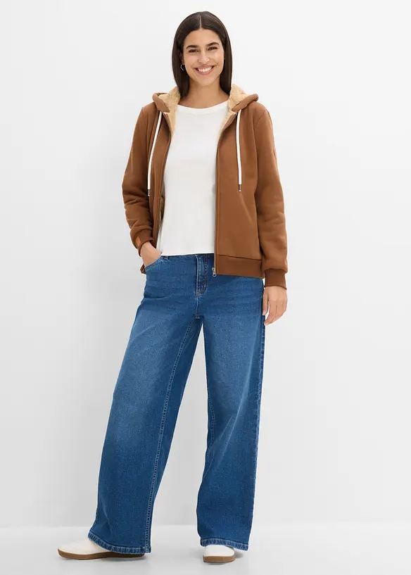 Sweat zipp&eacute; &agrave; capuche avec doublure peluche, bonprix