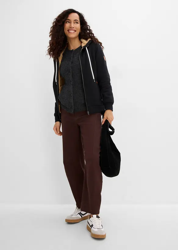 Sweat zipp&eacute; &agrave; capuche avec doublure peluche, bonprix