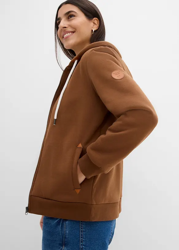 Sweat zipp&eacute; &agrave; capuche avec doublure peluche, bonprix