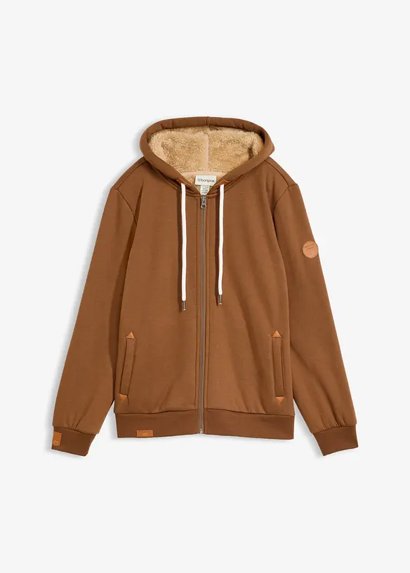 Sweat zipp&eacute; &agrave; capuche avec doublure peluche, bonprix