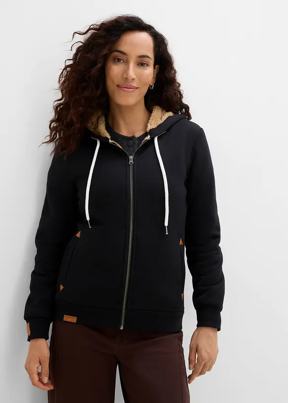 Sweat zipp&eacute; &agrave; capuche avec doublure peluche, bonprix