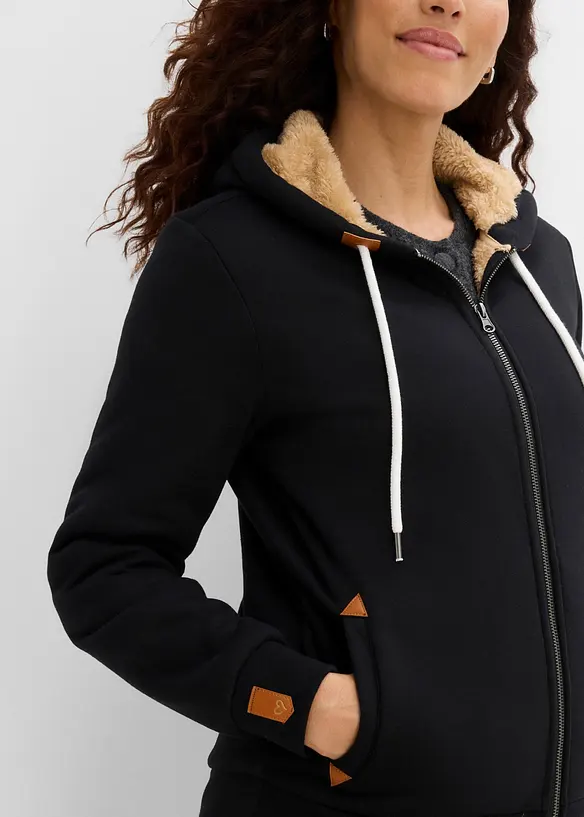 Sweat zipp&eacute; &agrave; capuche avec doublure peluche, bonprix