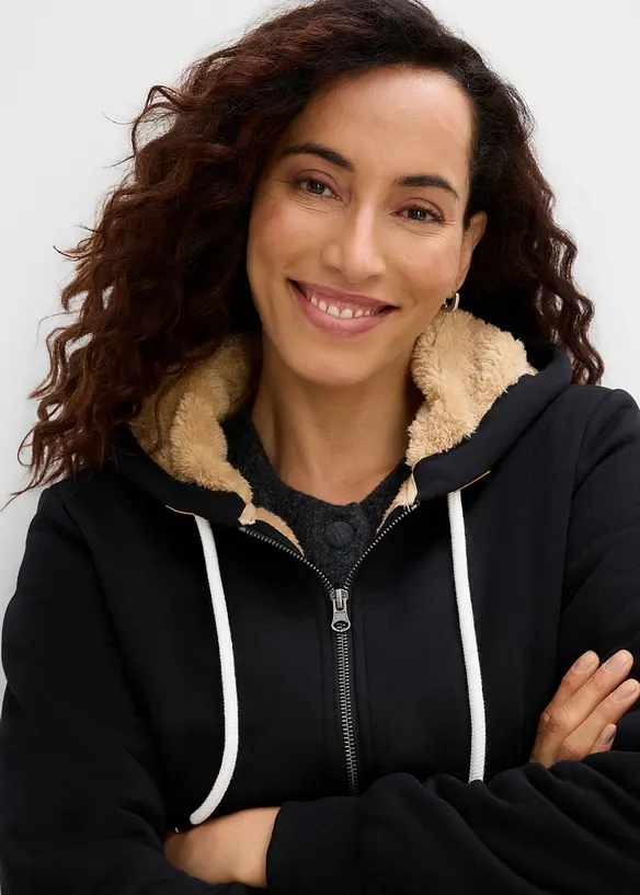 Sweat zipp&eacute; &agrave; capuche avec doublure peluche, bonprix