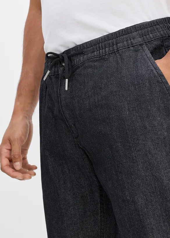 Jean l&eacute;ger Regular Fit &agrave; taille &eacute;lastiqu&eacute;e, droit, bonprix