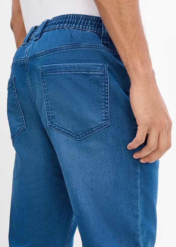 Jean jogger &agrave; taille &eacute;lastiqu&eacute;e regular, fusel&eacute;, bonprix