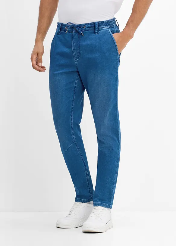 Jean jogger &agrave; taille &eacute;lastiqu&eacute;e regular, fusel&eacute;, bonprix