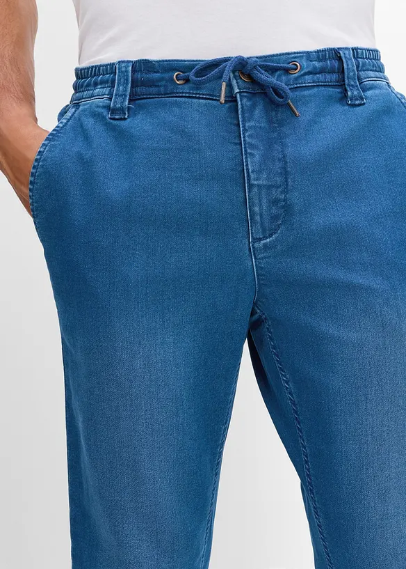 Jean jogger &agrave; taille &eacute;lastiqu&eacute;e regular, fusel&eacute;, bonprix