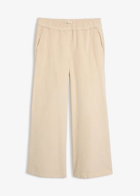 Pantalon en velours de coton c&ocirc;tel&eacute; extensible, taille haute, bonprix