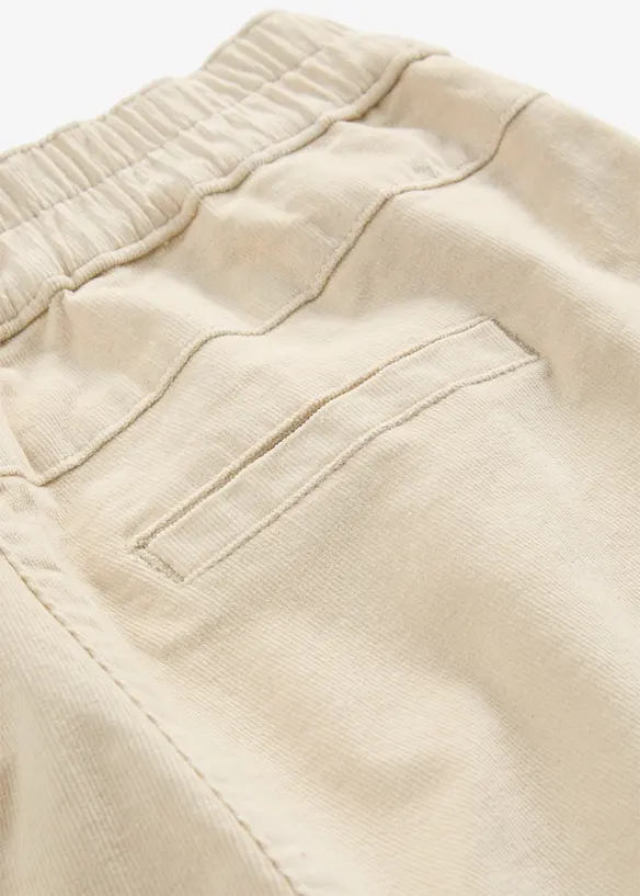 Pantalon en velours de coton c&ocirc;tel&eacute; extensible, taille haute, bonprix