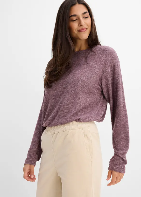 Pantalon en velours de coton c&ocirc;tel&eacute; extensible, taille haute, bonprix