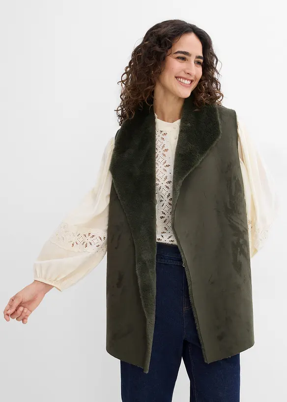 Gilet sans manches en peluche, bonprix