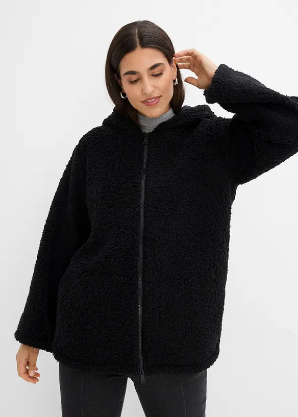 Veste en sherpa coupe trap&egrave;ze avec fentes lat&eacute;rales, bonprix