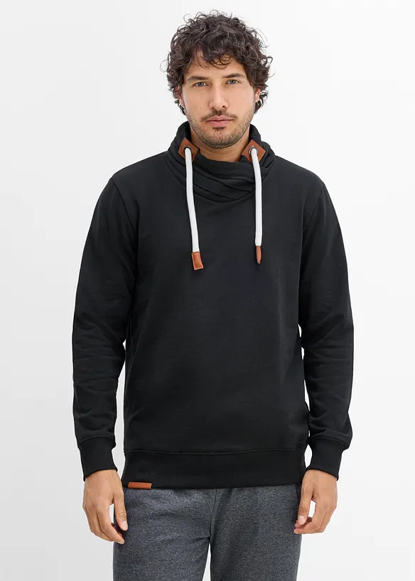 Sweat &agrave; col ch&acirc;le et d&eacute;tails enduits, bonprix