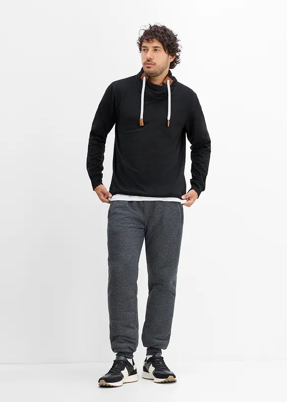 Sweat &agrave; col ch&acirc;le et d&eacute;tails enduits, bonprix