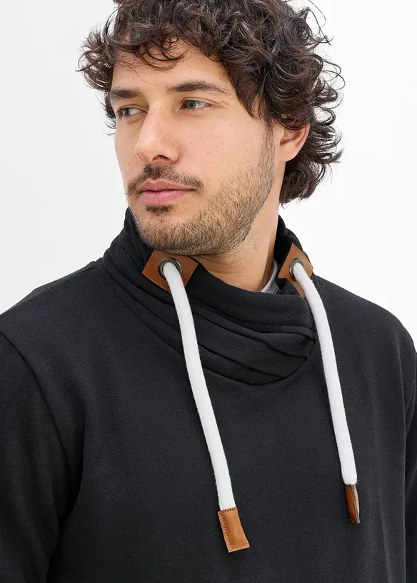 Sweat &agrave; col ch&acirc;le et d&eacute;tails enduits, bonprix