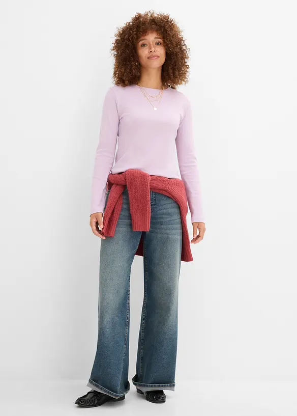 T-shirt c&ocirc;tel&eacute; manches longues 100&nbsp;% coton, bonprix