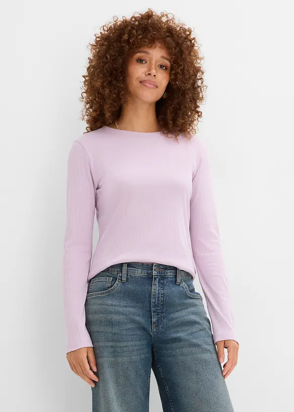 T-shirt c&ocirc;tel&eacute; manches longues 100&nbsp;% coton, bonprix