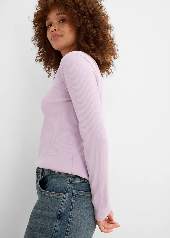 T-shirt c&ocirc;tel&eacute; manches longues 100&nbsp;% coton, bonprix