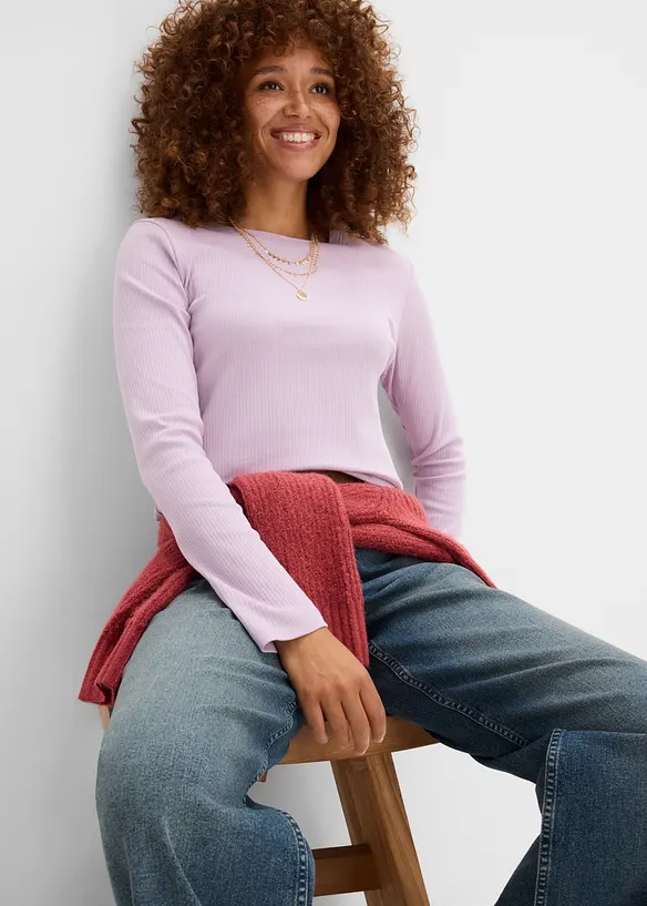 T-shirt c&ocirc;tel&eacute; manches longues 100&nbsp;% coton, bonprix
