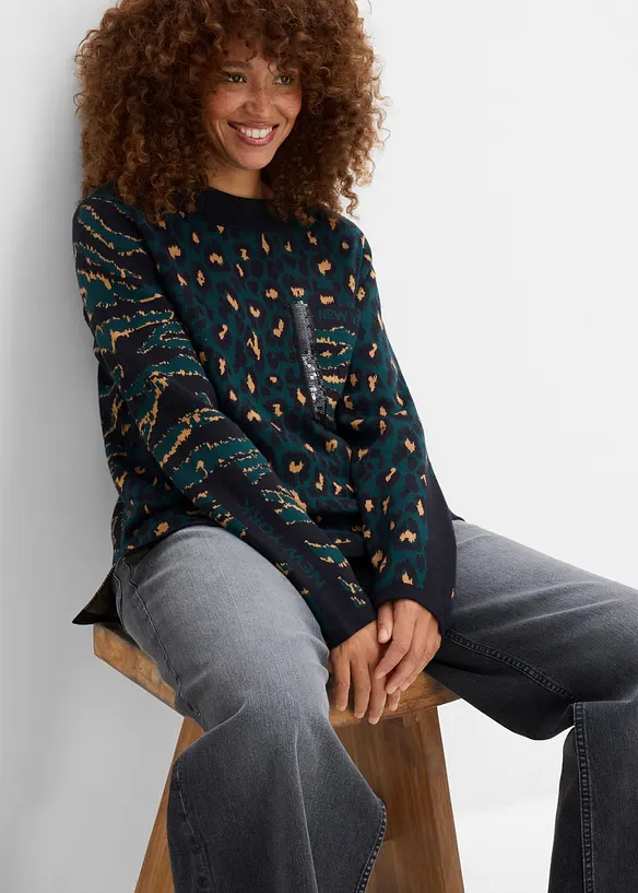 Feinstrickpullover im Animal-Design, bonprix