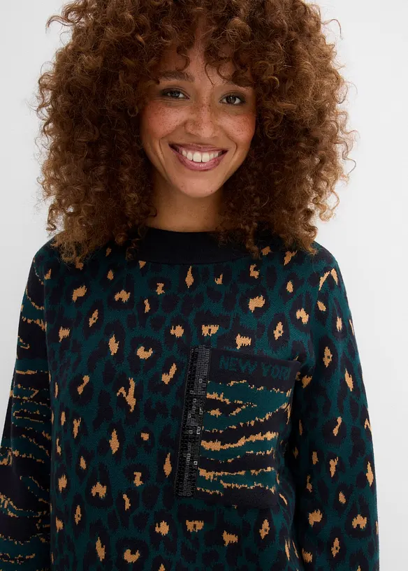 Feinstrickpullover im Animal-Design, bonprix