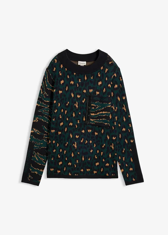 Feinstrickpullover im Animal-Design, bonprix