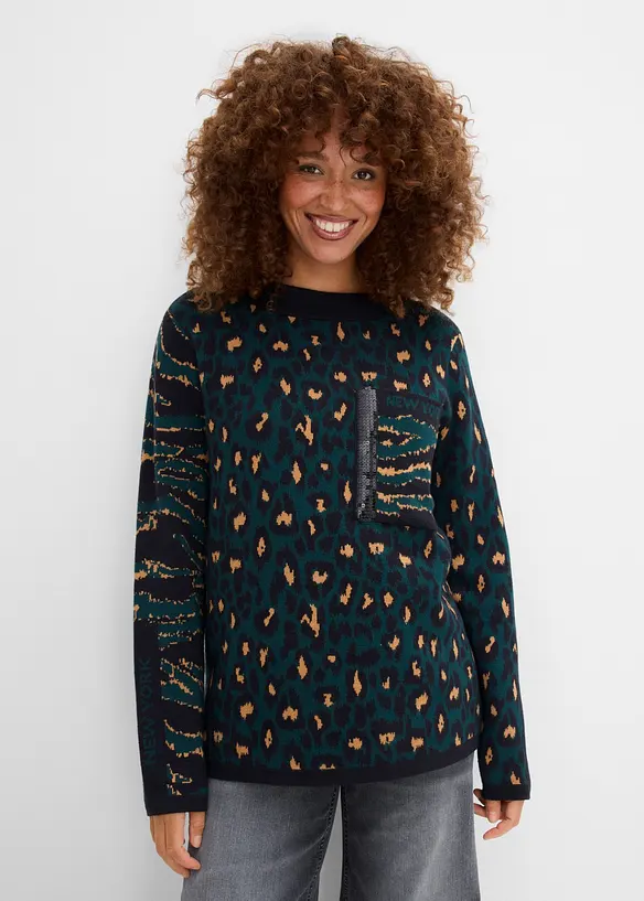 Feinstrickpullover im Animal-Design, bonprix